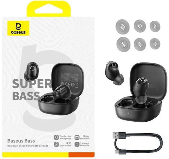 Baseus Bass BD1 In-ear Bluetooth Handsfree Earphones with Sweat Resistance and Charging Case Cosmic Black view 5