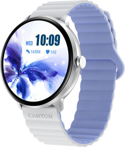 Canyon Jacky SW-69 45mm Smartwatch with Heart Rate Monitor (White-Blue)