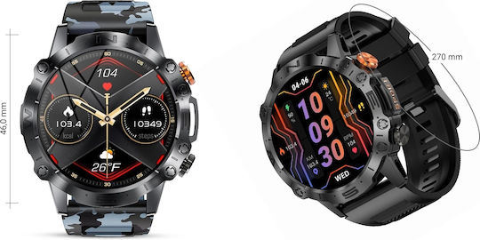 Gravity GT20 46mm Smartwatch with Heart Rate Monitor (Black / Black Camo) view 8