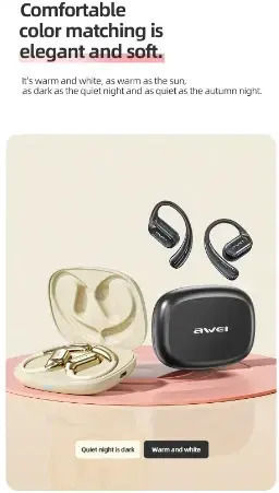 Awei TZ8 Open Ear Bluetooth Handsfree Earphones with Charging Case Black view 7