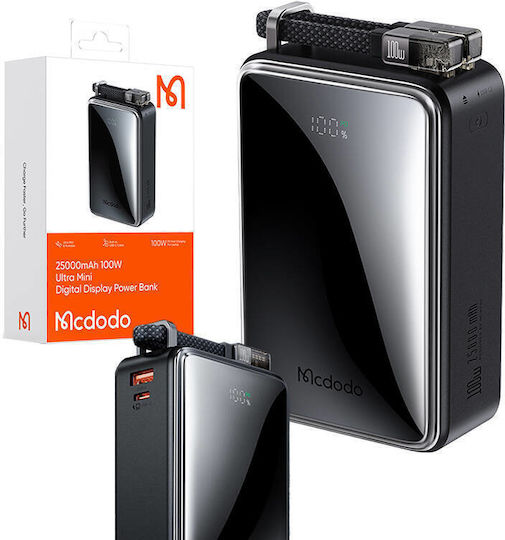 Mcdodo MC-0561 Digital Dis Power Bank 25000mAh 100W with USB-C Port Black vue 2