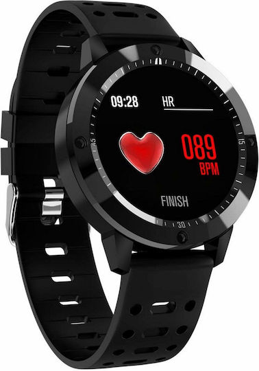 Idl Crimson Runner Smartwatch Black Silicone Strap Sports Modes Running Walking Cycling Call Alerts Heart Rate Sensor Social Media Notifications Color Black