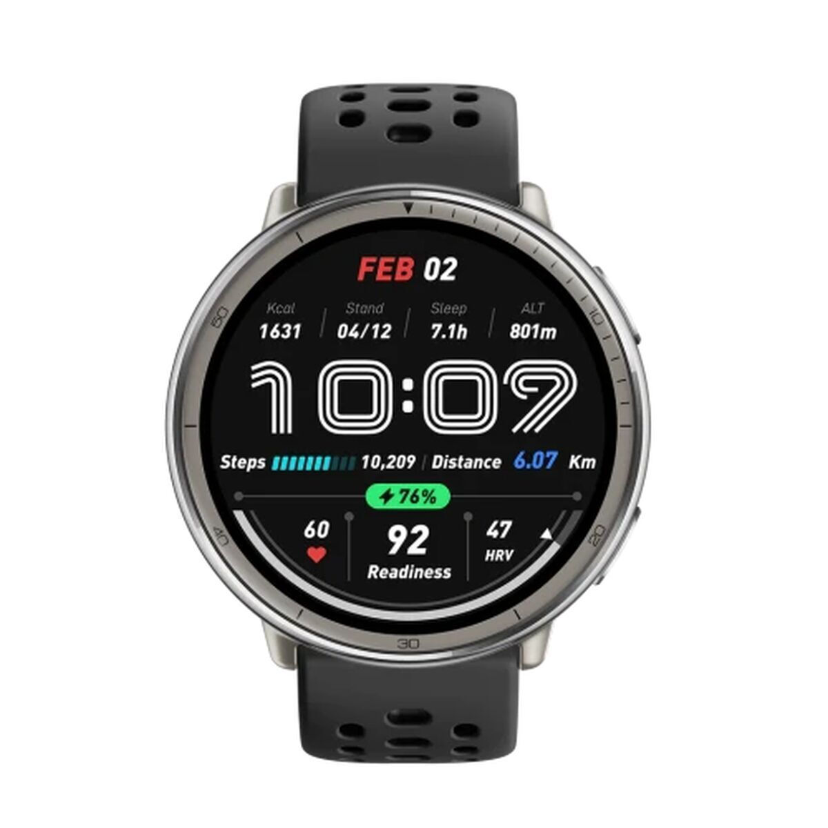 Amazfit Active 2 Stainless Steel 44mm Smartwatch with Heart Rate Monitor (Black)