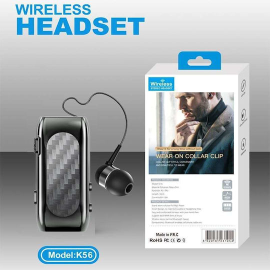 K56 In-ear Bluetooth Handsfree Earphone Lapel Black view 1