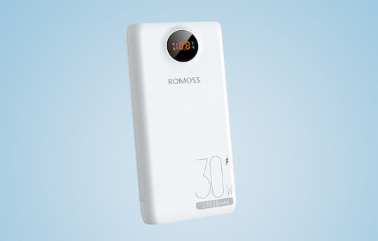 Romoss SW20S Pro Power Bank 20000mAh 30W with 2 USB-A Ports and USB-C Port Quick Charge 4.0 White vue 7