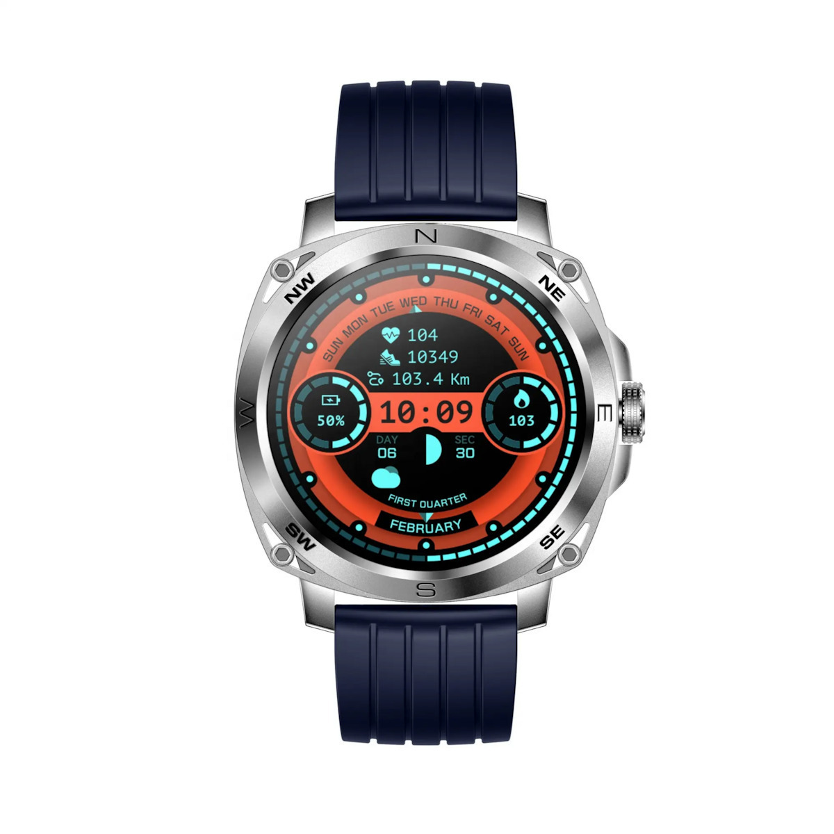 RisenFiT Aluminium Smartwatch with Heart Rate Monitor (Silver) view 4
