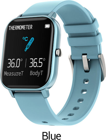 Smartwatch P8t Optimus Idealstore Silicone Strap Blue Waterproof 1.4 Inch Full Touch Screen App Notifications Sedentary Reminder Camera Control Music Control Anti-lost Heart Rate Monitoring Calorie Burn Pedometer Stopwatch