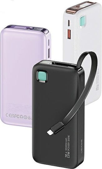 Usams CD225 Lightning Power Bank 10000mAh 20W with USB-A Port and USB-C Port Power Delivery Purple view 2