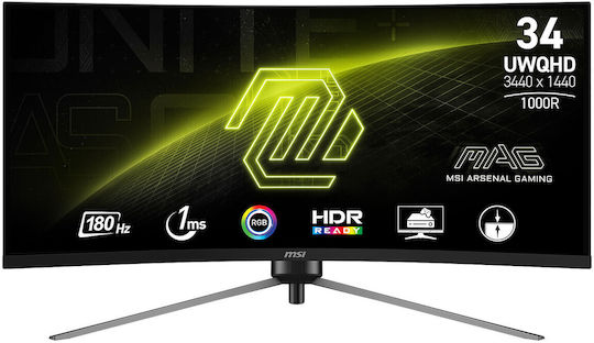 MSI MAG 345CQR Ultrawide VA Curved Gaming Monitor 34" QHD 3440x1440 180Hz with Response Time 1ms GTG view 1