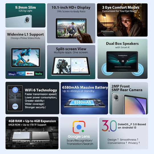 BlackView Tab 70 10.1" (4GB/64GB) Twilight Blue view 3