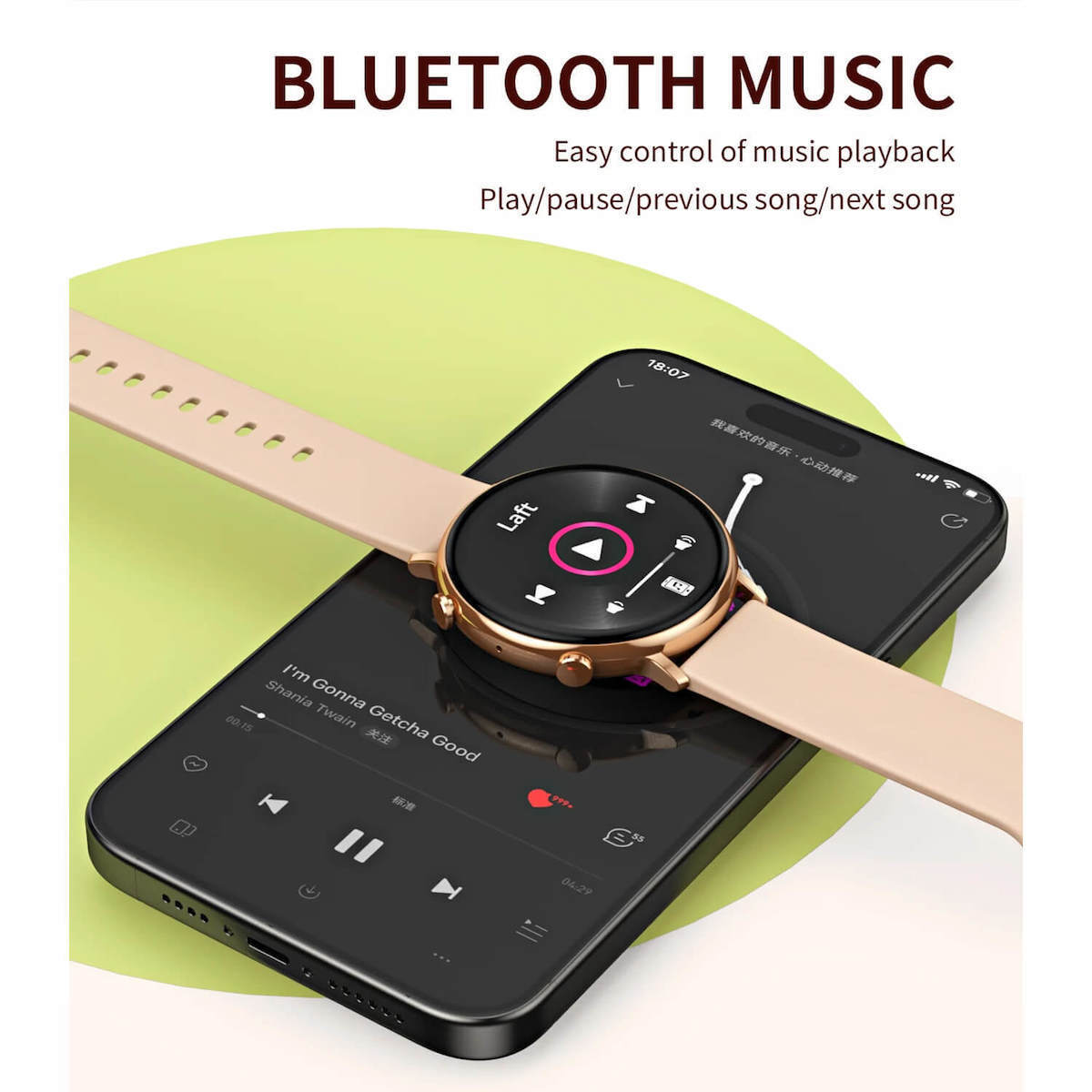 Microwear CY700 Smartwatch with Heart Rate Monitor (Pink Silicone) view 3