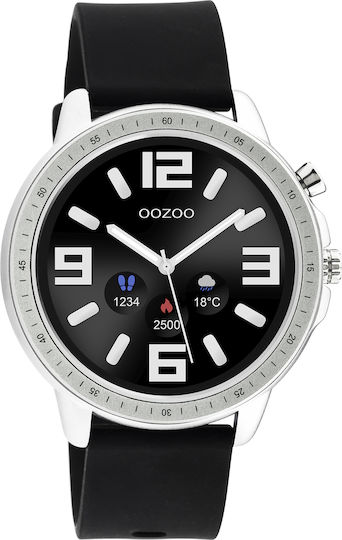 Oozoo Q00300 45mm Smartwatch with Heart Rate Monitor (Black Rubber Strap) view 2