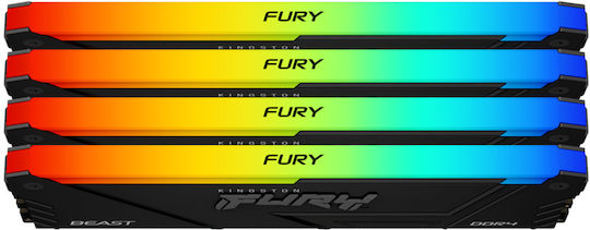 Kingston Fury Beast DDR4 128GB RAM with 4x32GB Modules and Speed 3600 for Desktop KF436C18BB2AK4/128 view 4