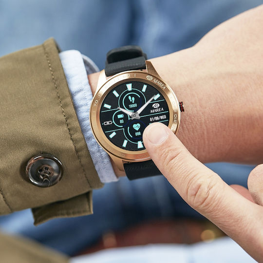Marea B60001 47mm Smartwatch with Heart Rate Monitor (Black / Gold) view 2