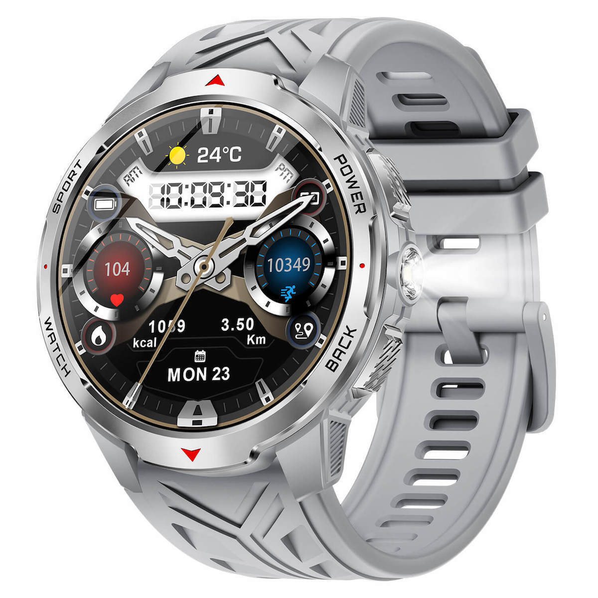 Microwear KT88 Smartwatch with Heart Rate Monitor (Grey Silicone) view 1
