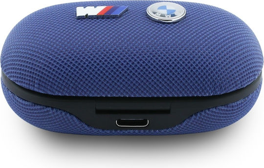 BMW Metal Logo In-ear Bluetooth Handsfree Headphones with Sweat Resistance and Charging Case Blue view 4