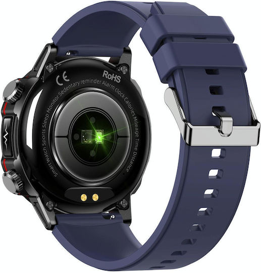 Et482 1.43 Inch Amoled Screen Sports Smart Watch Support Bluethooth Call Ecg Function Blue Silicone Band view 3