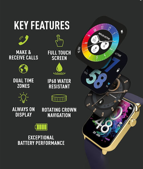 Reflex Active Series 30 36mm Smartwatch with Heart Rate Monitor (Purple) view 2