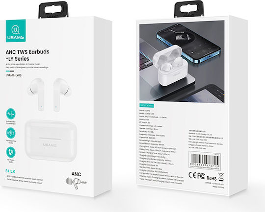 Usams BHULY06 In-ear Bluetooth Handsfree Earphones with Charging Case White view 4