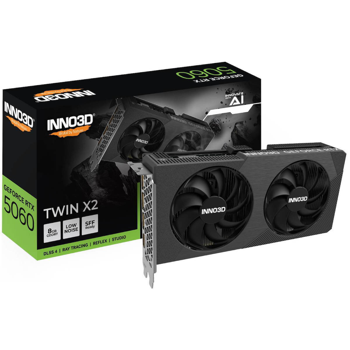 Inno 3D GeForce RTX 5060 8GB GDDR7 Twin X2 Graphics Card N50602-08D7-195071N