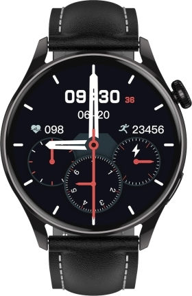 Q3 Max 1.36 Inch Color Screen Smart Watch Leather Strap Support Heart Rate Monitoring Blood Pressure Monitoring Black view 1