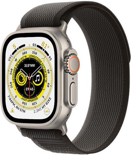 Apple Watch Ultra Titanium 49mm Waterproof with eSIM and Heart Rate Monitor (Black/Gray Trail Loop M/L) view 3