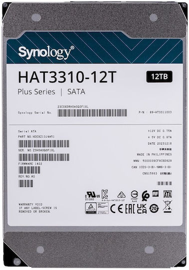 Synology Plus 12TB HDD Hard Drive 3.5" SATA III 7200rpm with 281MB Cache for NAS HAT3310-12T view 3