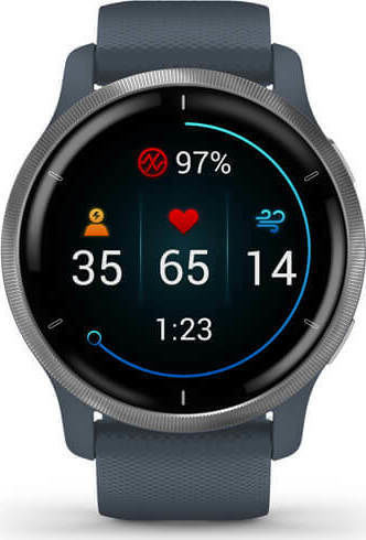 Garmin Venu 2 Stainless Steel 45mm Waterproof Smartwatch with Heart Rate Monitor (Silver / Granite) view 2