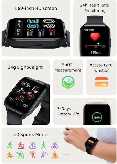Mibro C2 Waterproof Smartwatch with Heart Rate Monitor (Gray) view 4