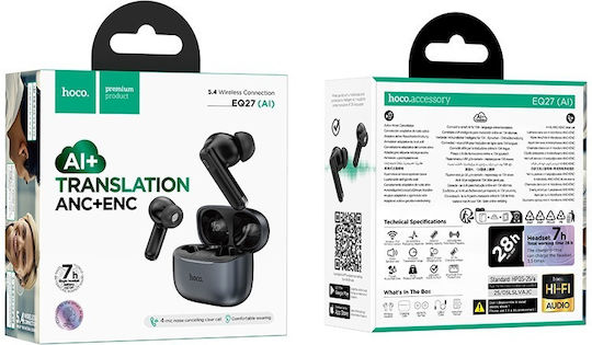 Hoco EQ27 In-ear Bluetooth Handsfree Earphones with Charging Case Black view 4