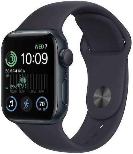 Apple Watch SE 2022 Aluminium 44mm Waterproof with Heart Rate Monitor (Midnight with Midnight Sport Band) view 2