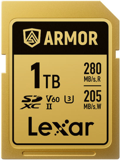 Lexar Armor Gold Memory Card Lsdamgl001t-rnnng 1tb Sdxc Uhs-ii U3 V60 Stainless Steel Ip68