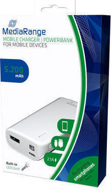 MediaRange MR751 Power Bank 5200mAh with USB-A Port White view 2