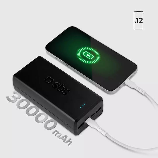 SBS Power Bank 30000mAh 20W with 2 USB-A Ports and 2 USB-C Ports Power Delivery Black vista 7