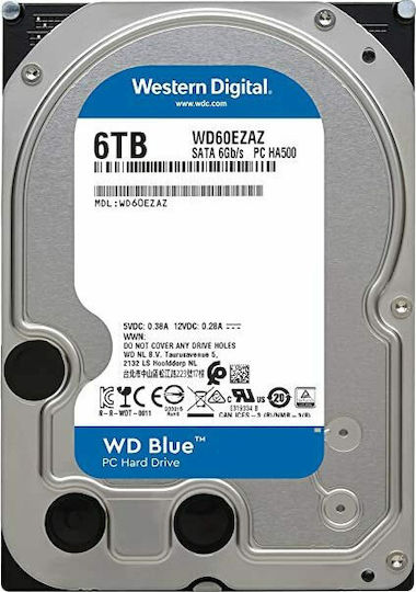 Western Digital Blue 6TB HDD Hard Drive 3.5" SATA III 5400rpm with 256MB Cache for Desktop WD60EZAZ view 5