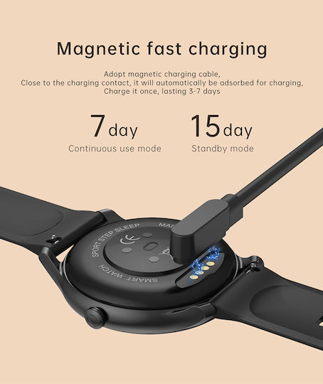 NK08C Stainless Steel 45mm Smartwatch (Black) view 3