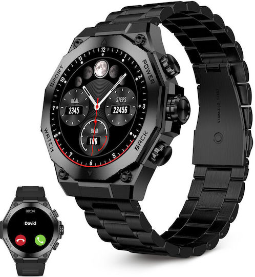 Ksix Titanium Waterproof Smartwatch with Heart Rate Monitor (Black)