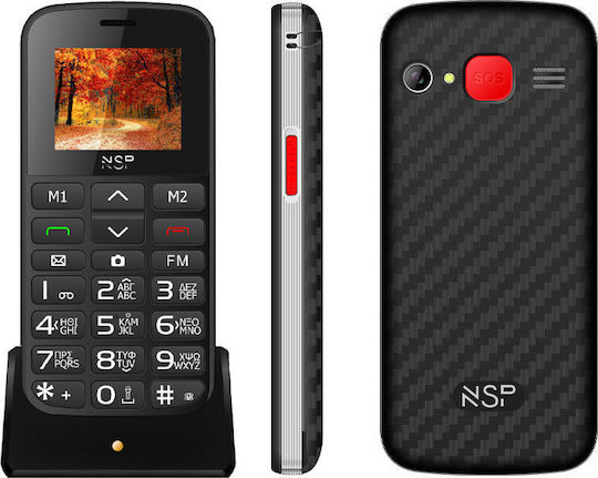 NSP 2000DS Dual SIM Mobile with Large Buttons (Greek Menu) Black view 2
