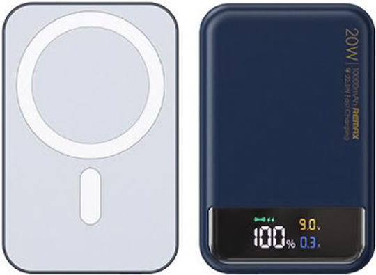 Remax RPP-525 MagSafe Power Bank 10000mAh 20W with USB-A Port and USB-C Port Power Delivery Blue