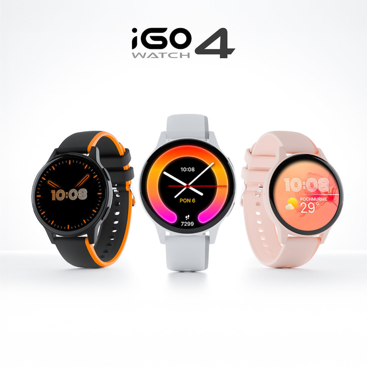 Forever iGo Watch 4 JW-600 46mm with Pedometer Heart Rate Sleep Monitoring Features Vibration Speaker Microphone Waterproof Water Contact Large Case Size White view 5