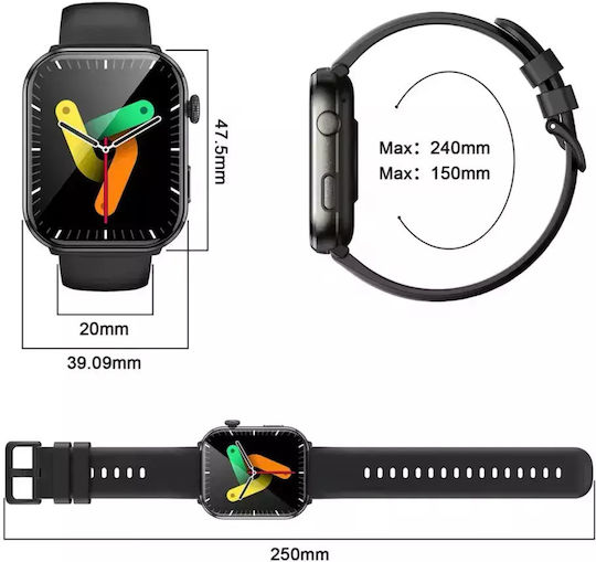 BlackView R60 Aluminium 47mm Smartwatch with Heart Rate Monitor (Meteorite Black) view 3