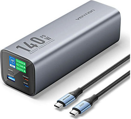 Vention Power Bank 27000mAh 140W with USB-A Port and USB-C Port Power Delivery Gray view 4