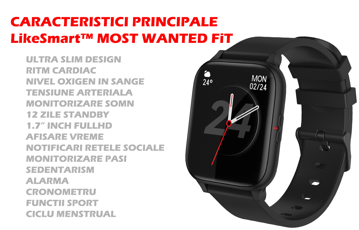 MostWanted Aluminium Smartwatch with Heart Rate Monitor (Black) view 7