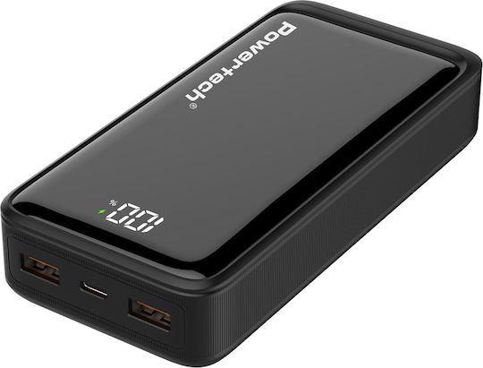 Powertech PT-1327 Power Bank 20000mAh 22.5W with 2 USB-A Ports and USB-C Port Power Delivery / Quick Charge 3.0 Black