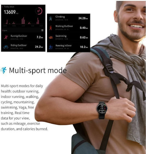 G.Rossi Sg003a 45mm Smartwatch with Heart Rate Monitor (Black) view 4