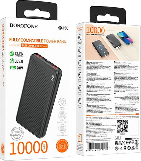 Borofone BJ56 Graceful Power Bank 10000mAh 22.5W with 2 USB-A Ports Black view 2