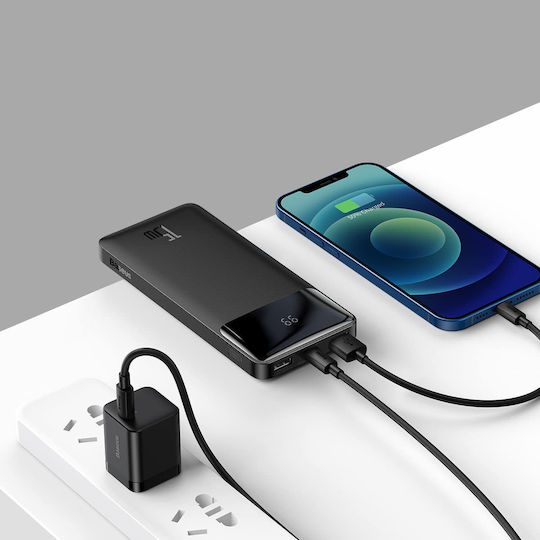 Baseus Bipow Overseas Edition Power Bank 10000mAh 15W with 2 USB-A Ports and USB-C Port Black view 2