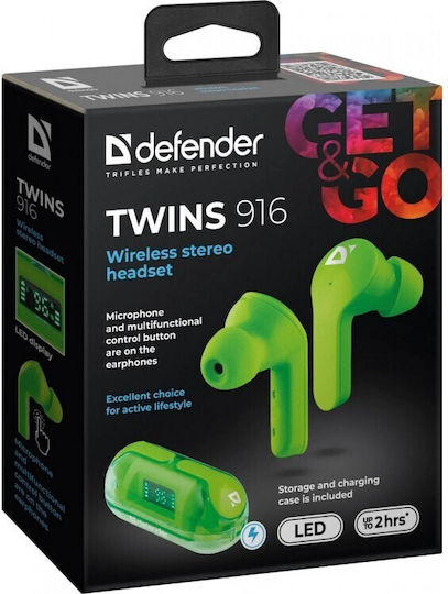 Defender NS 916 In-ear Bluetooth Handsfree Earphones with Charging Case Green view 4