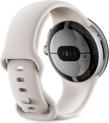 Google Pixel Watch Stainless Steel 41mm with Heart Rate Monitor (Polished Silver case/Chalk Active band) vue 3