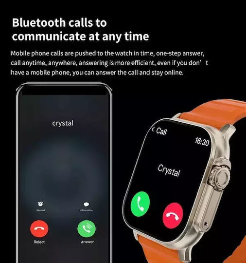 T900 Ultra Smartwatch with Heart Rate Monitor (Orange) view 5